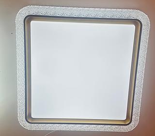 PLAFON QUADRADO 50CM 3 COR DE LED ACABAMENTO PRETO/DOURADO