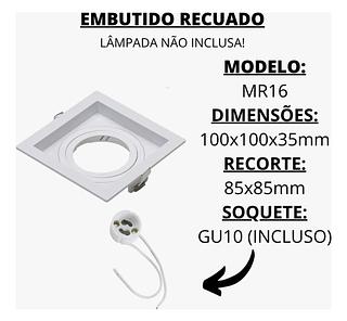 SPOT EMBUTIR MR16 QUADRADO RECUADO BRANCO