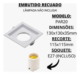 SPOT EMBUTIR PAR20 QUADRADO RECUADO BRANCO