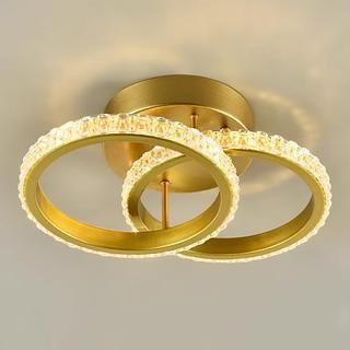 PLAFON DESIGN CÍRCULO DUPLO DOURADO 30CM 24W LED 3200K