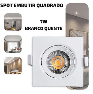 LED SPOT QUADRADO 7W BRANCO QUENTE BIVOLT