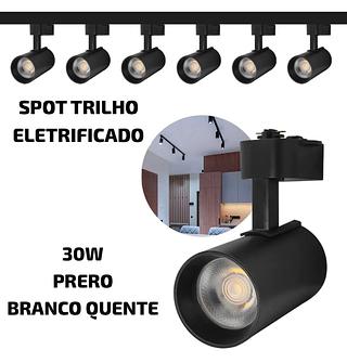 SPOT TRILHO ELETRIFICADO 30W PRETO 3000K