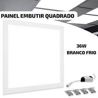 PAINEL EMBUTIR QUADRADO 36W BRANCO FRIO