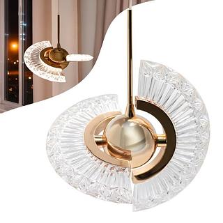 PENDENTE DISCO 360º DOURADO 3 CORES DE LUZ BIVOLT