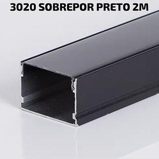 PERFIL 3020 SOBREPOR PRETO BARRA COM 2M