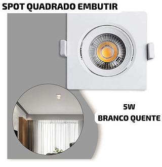 LED SPOT QUADRADO 5W BRANCO QUENTE BIVOLT