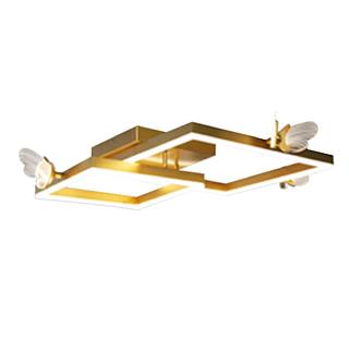 LUSTRE PLAFON 2ARCO QUADRADO COM BORBOLETA DOURADO 80W 3200K CD2121168D