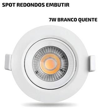 LED SPOT REDONDO 7W BRANCO QUENTE BIVOLT