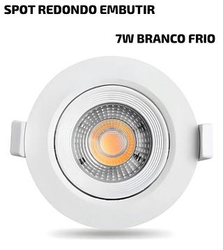 LED SPOT REDONDO 7W BRANCO FRIO BIVOLT